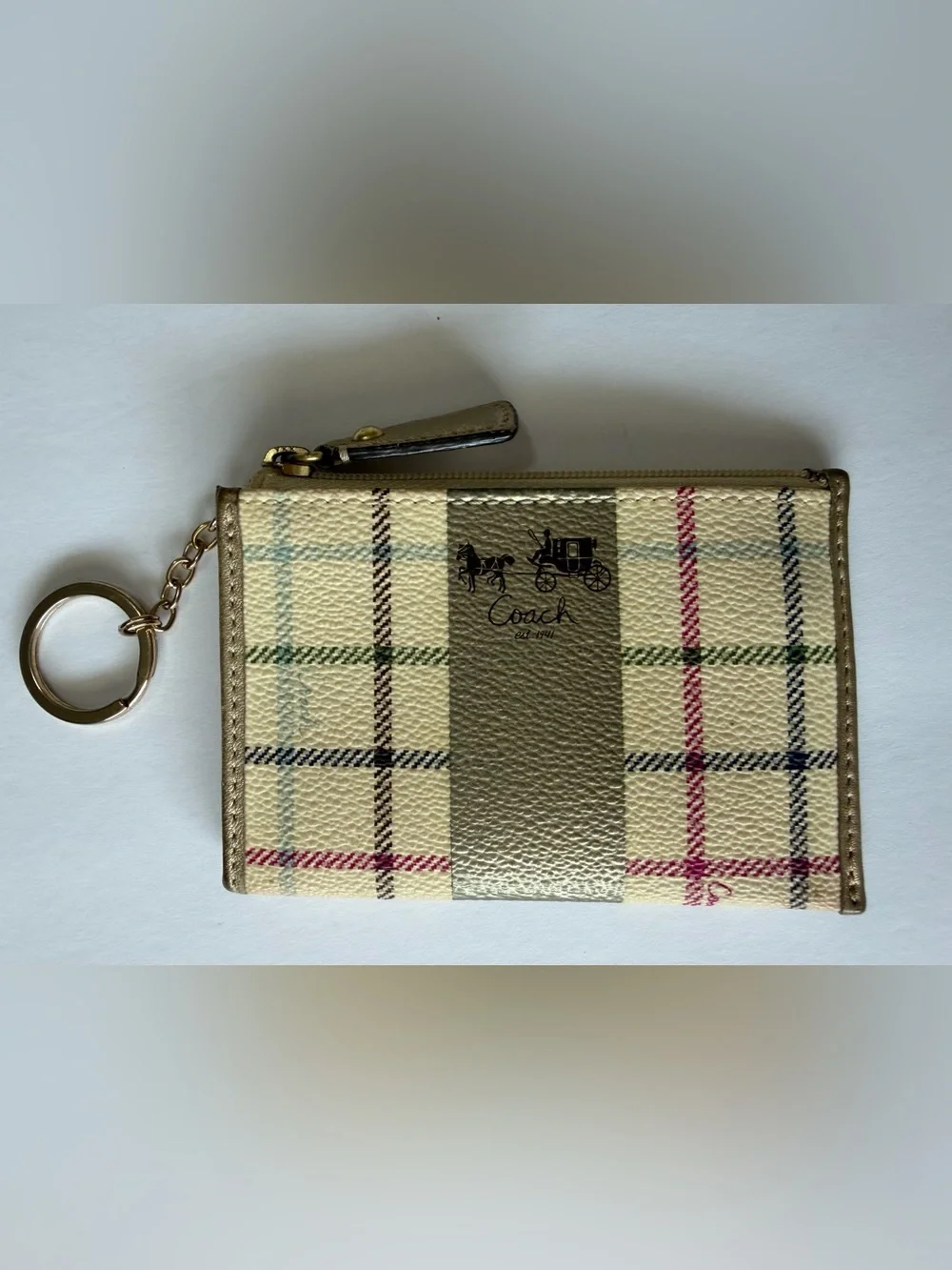 Vintage 2008 Coach 13040 Heritage Stripe Tattersall Plaid Satchel Wallet 3PC Set
